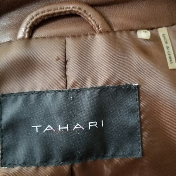 Tahari Brown Leather Jacket Size Medium - Picture 3 of 4